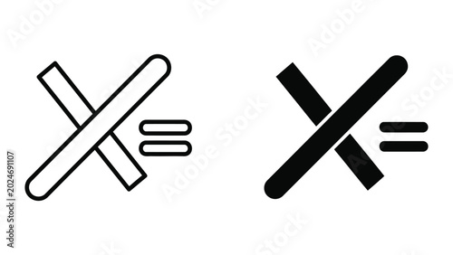 Photos Equal sign with crossed out and valid versions