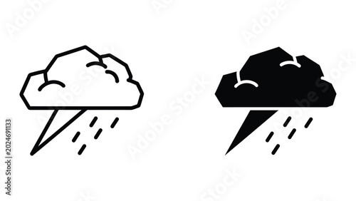 Foto Rainy clouds with different precipitation icons