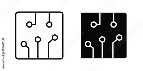 Circuit board icon for mobile apps and websites.
