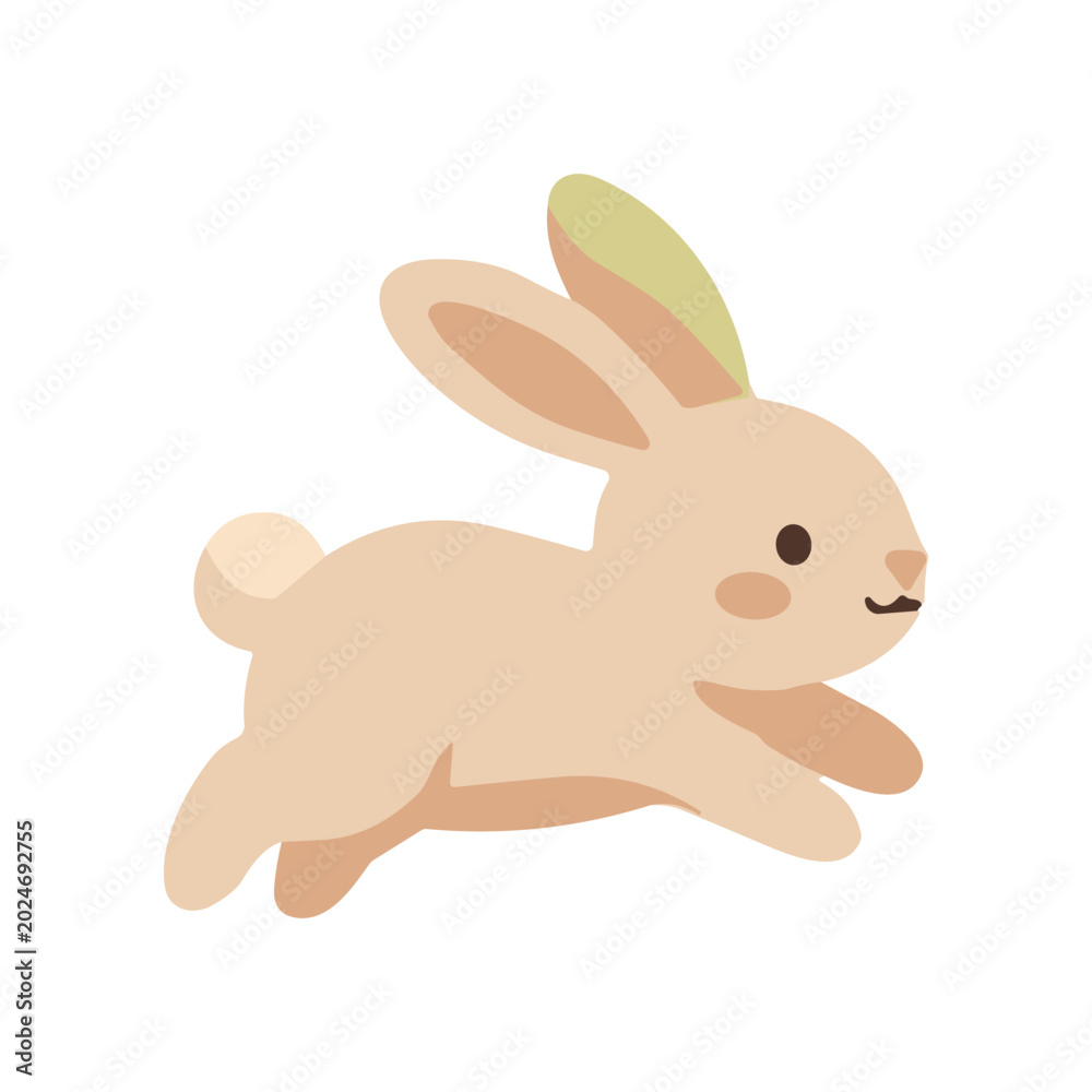 Obraz premium Cute cartoon rabbit in motion.