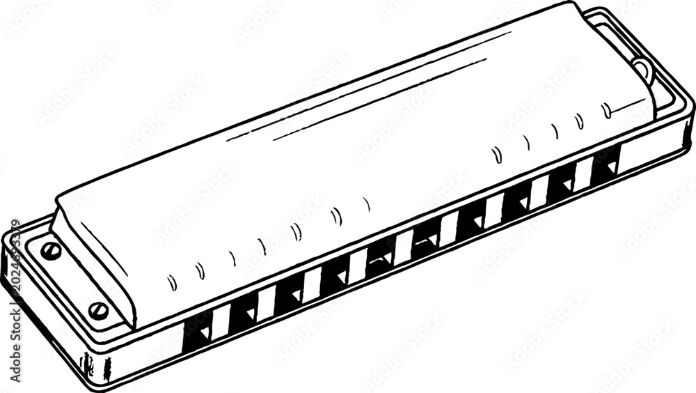Fototapeta premium Diatonic harmonica line art illustration