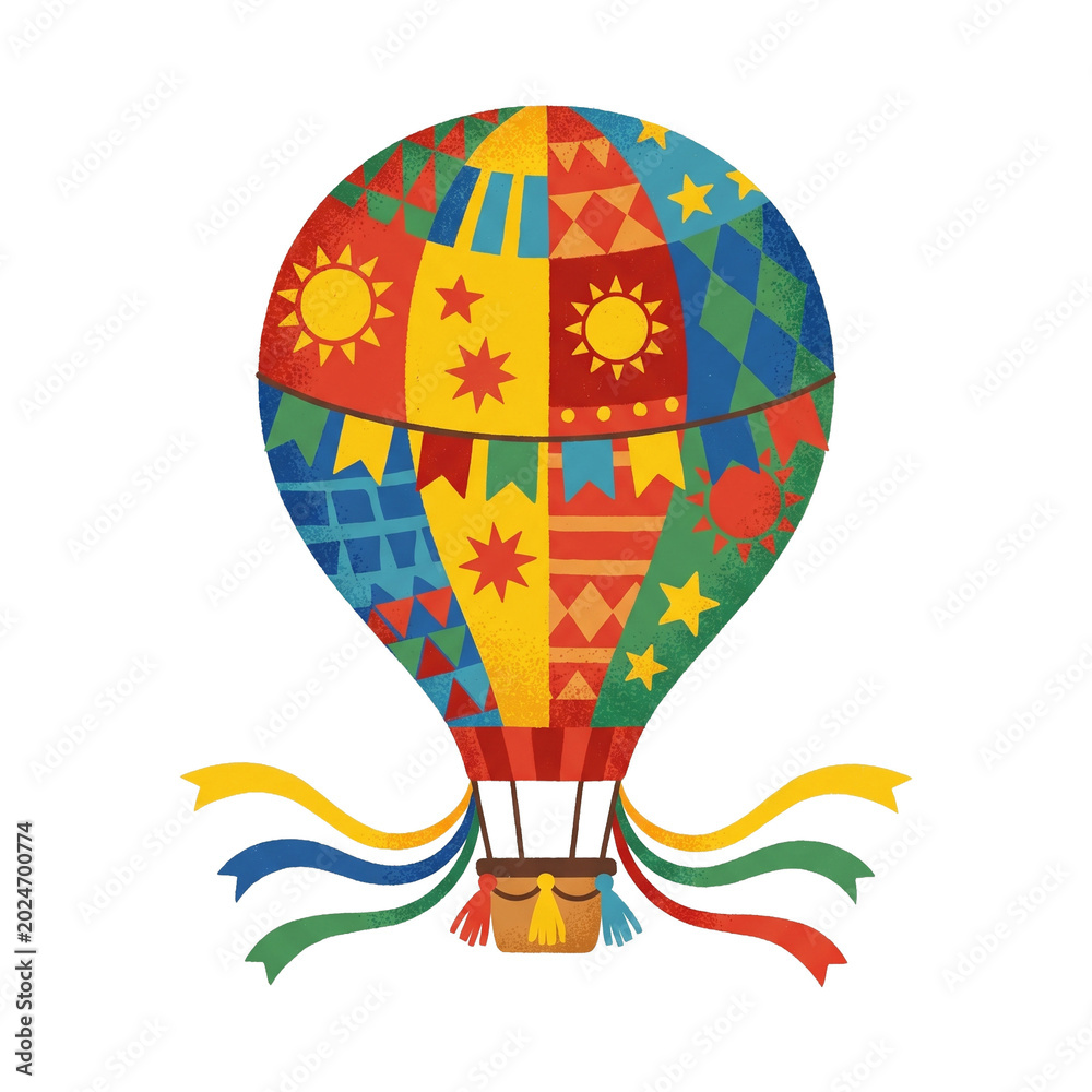 Naklejka premium Balão junino colorido isolado em estilo infantil moderno