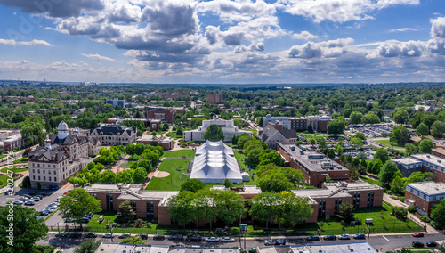 Konstfotografi Widener University Pennsylvania — Campus Quad Aerial with Event Tents Chester De
