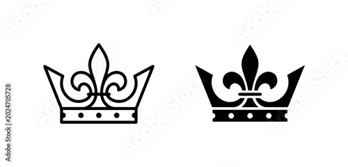 Obraz na płótnie Royal Crown Icons, Heraldic Fleur-de-lis Symbol, Vector King Emblem for Luxury a