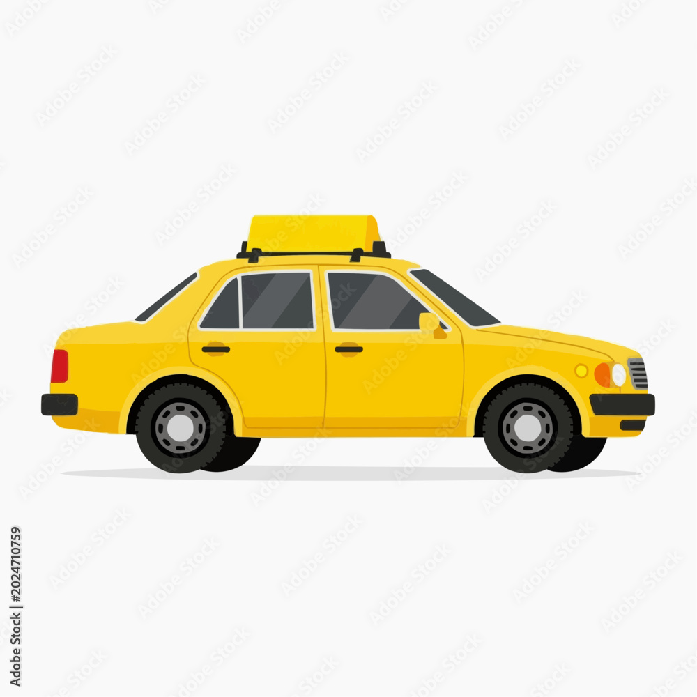 Obraz premium Yellow taxi cab illustration on white background