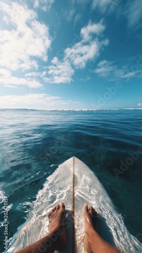 Surfer's Point of View on Surfboard