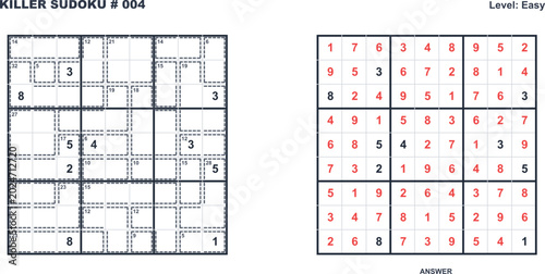 Foto Mathematical Killer Sudoku Puzzle Grid #004 for Beginners