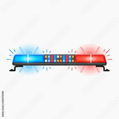 Police Light Bar Red Blue Flashing Emergency Siren Light Bar Vector Illustration
