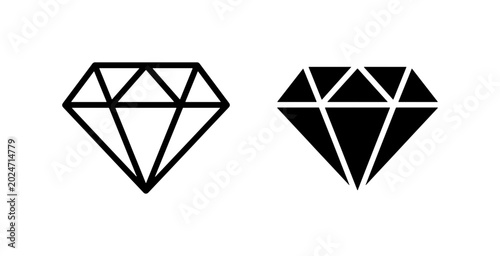 Canvas Print Diamond Icons, Gemstone Symbols, Faceted Jewel Graphics, Precious Stone Vector A