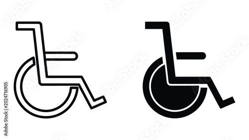 Handicap wheelchair accessibility symbol icons in black and white