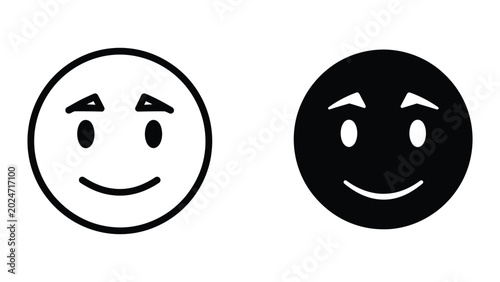 Foto Happy and sad black and white smiley face icons