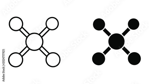 Quadro su tela Simple abstract node connection diagram with black and white circles