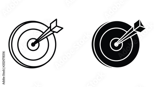 Bild auf Leinwand Black and white target with arrow hit bullseye