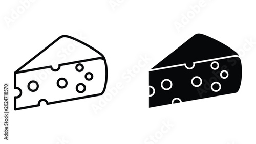 Foto Two cheese slices with holes in different styles