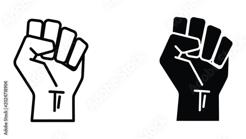 Black and white raised fist icon symbolizing power and unity