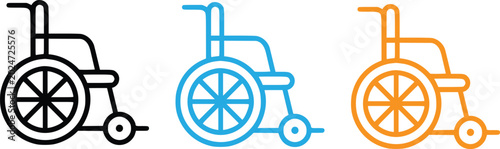 Obraz na plátně Wheelchair icon vector set, disability symbol or medical equipment isolated on w