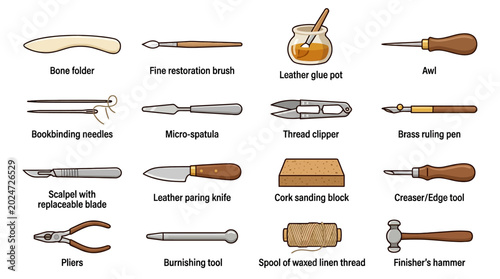 Leather working tools set.