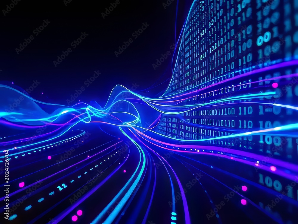 Fototapeta premium Futuristic digital wave technology background.
