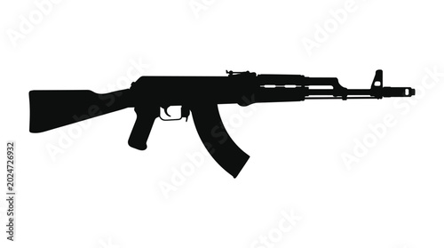 Bild auf Leinwand ak47 assault rifle silhouette against a white background silhouette