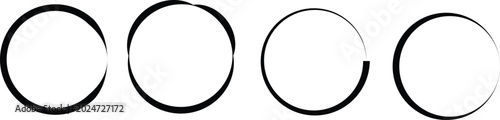 Fotografi Four black circles progression illustration on white background