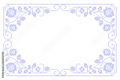 Obraz na plátne Embroidered cross-stitch border frame