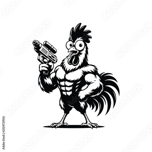 Action-packed chicken rooster with toy blaster gun