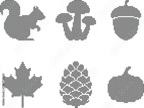 Autumn fall cross stitch patterns isolated