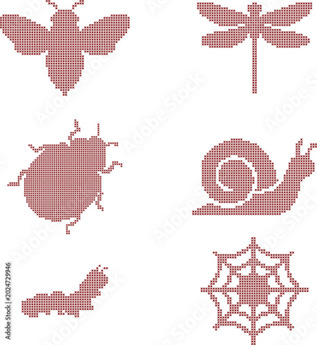 Cross stitch patterns of various insects and bugs 