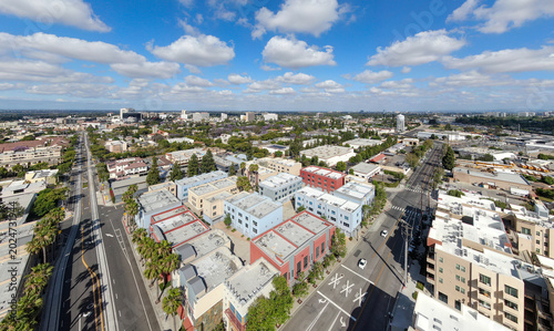 Obraz na plátně Aerial View of Downtown Santa Ana Skyline and Apartment Buildings