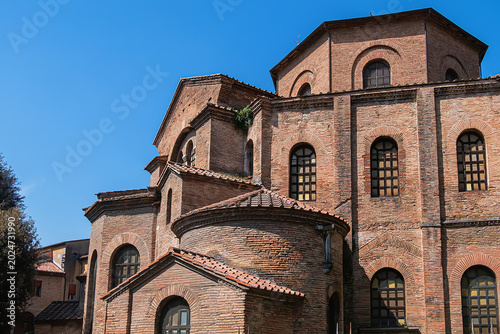 Basilica of San Vitale is sixth-century church, is an important surviving example of early Byzantine art, architecture and mosaics. RAVENNA, ITALY.