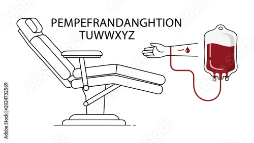 Foto Blood Donation Setup: An illustration depicts a reclining chair and an IV bag, symbolizing the act of blood donation and its importance in saving lives