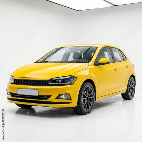 yellow car isolated on white