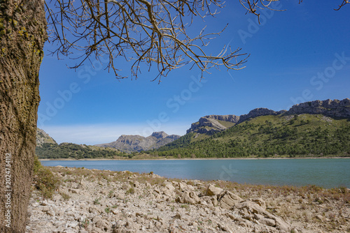 Mallorca, Spain - 15 Feb 2026: Cuber Reservoir in Mallorca's Tramuntana mountains