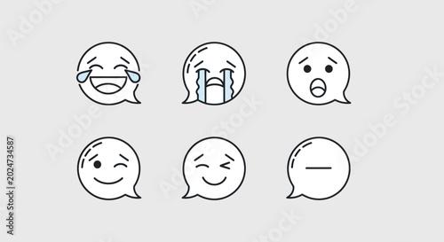 Tableau sur toile Emoticon icons set on light background