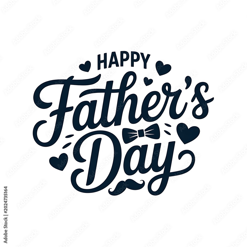 Fototapeta premium Happy fathers day greeting card design with typography and decorative elements