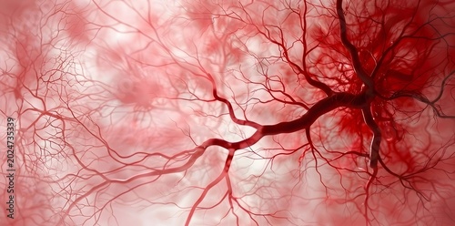 Abstract red blood vessel network on light background