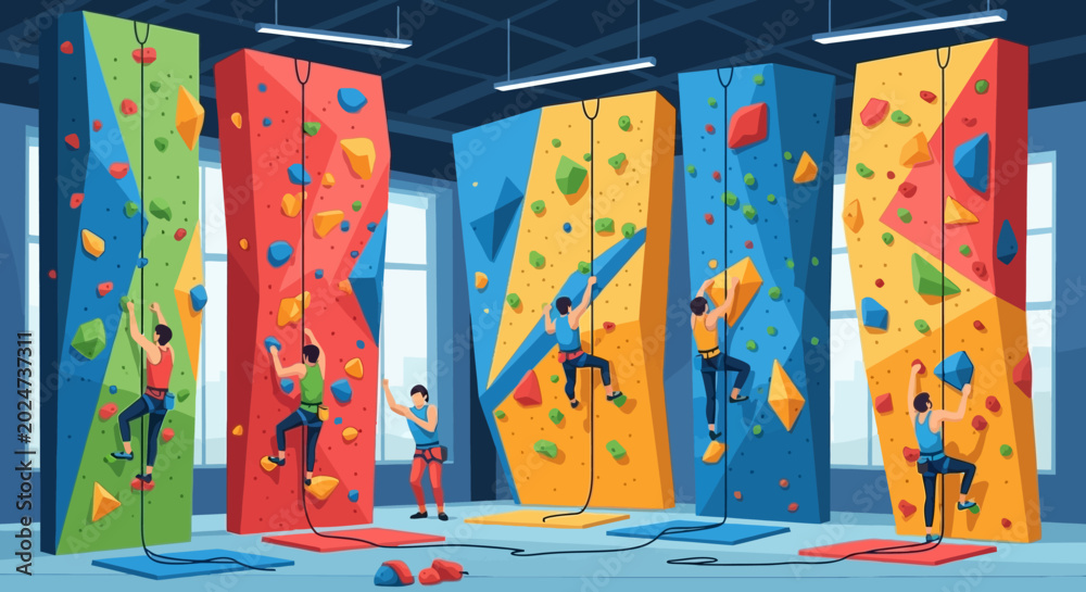 Φωτογραφία Indoor Rock Climbing Facility with People.