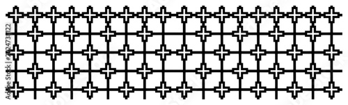 Obraz na płótnie Cross grid pattern with decorative architectural lattice in traditional line art
