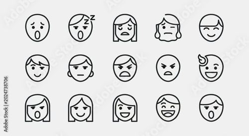 Tableau sur toile Emoticon set diverse facial expressions
