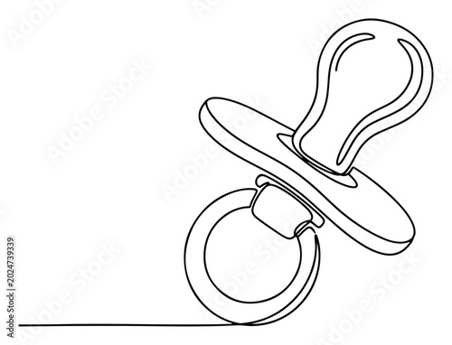 Obraz na płótnie Baby pacifier soother for infant care in minimalist continuous line art style