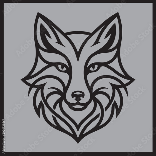 Cuadro en lienzo Stylized fox face logo geometric line art stylized minimalist geometric wildlife