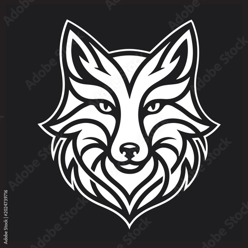 Cuadro en lienzo White fox face logo stylized geometric lines line art stylized minimalist geomet