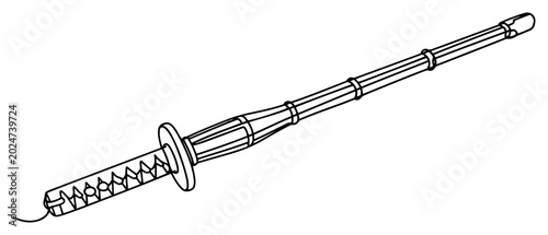 Foto Traditional Japanese katana sword with scabbard in continuous line art style