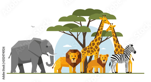 Photography African Savannah Wild Animals Group.