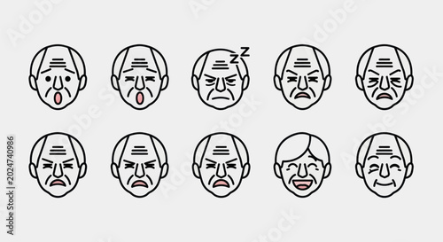 Tableau sur toile Elderly faces diverse emotions and expressions