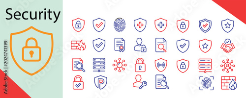 Canvastavla Security icons set for digital protection and safety with security protection co
