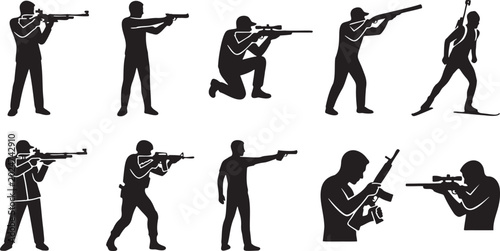Quadro em tela Shooting Silhouette Icon Sheet.