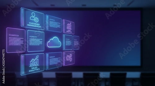 SaaS CRM Dashboard Interface with Cloud Computing Analytics Presentation