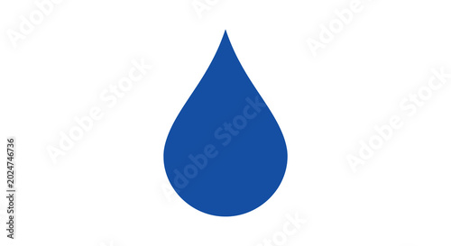 Blue water droplet silhouette on white background