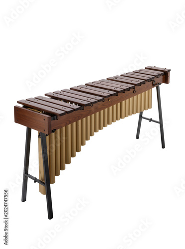 Tableau sur toile Isolated professional marimba percussion instrument featuring wooden bars and br